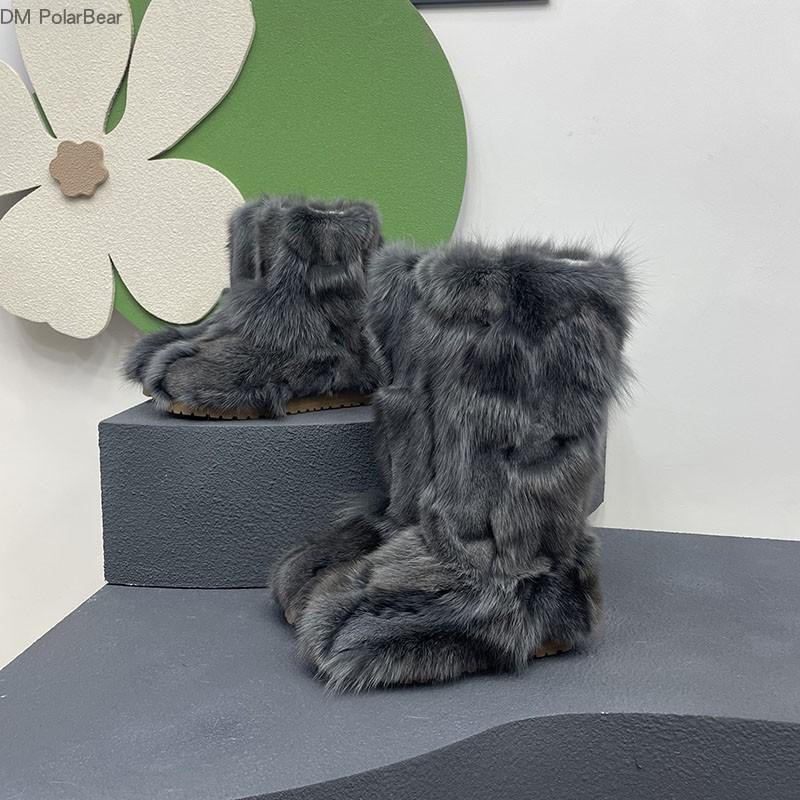 皮毛一体保暖狐狸毛毛雪地靴冬季