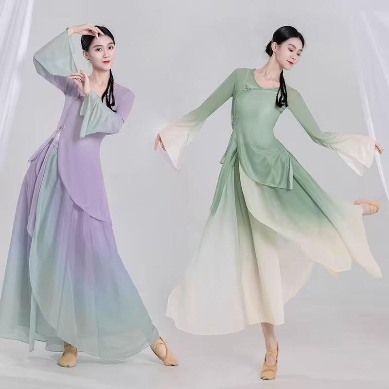 古典舞舞蹈服身韵纱衣中国舞飘逸练功服演出服装女连衣裙表演服
