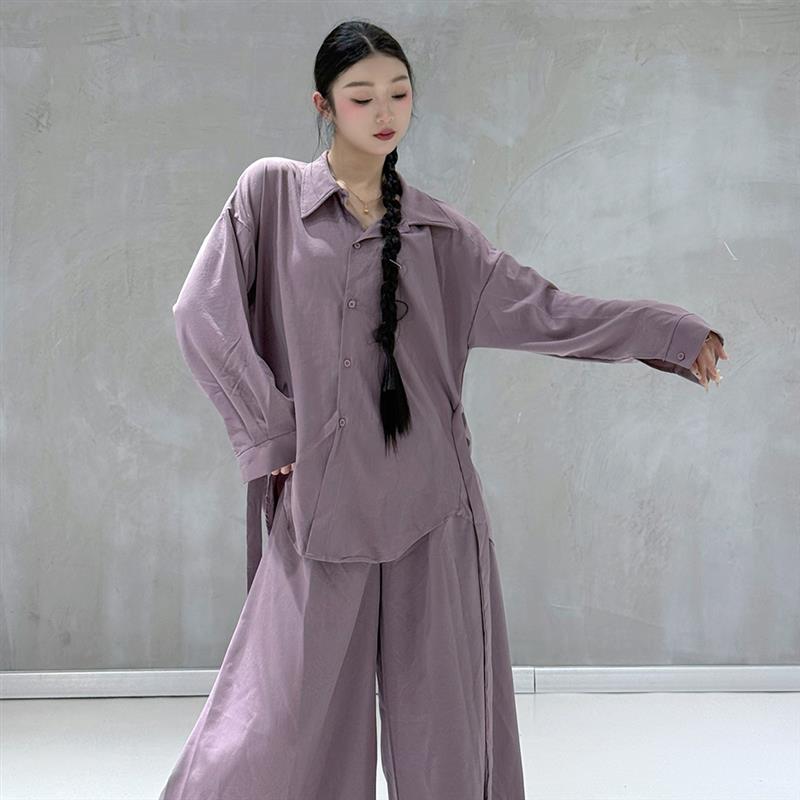 现代舞衬衣套装男女同款练功服日常可穿舞蹈服古典舞宽松训练服装