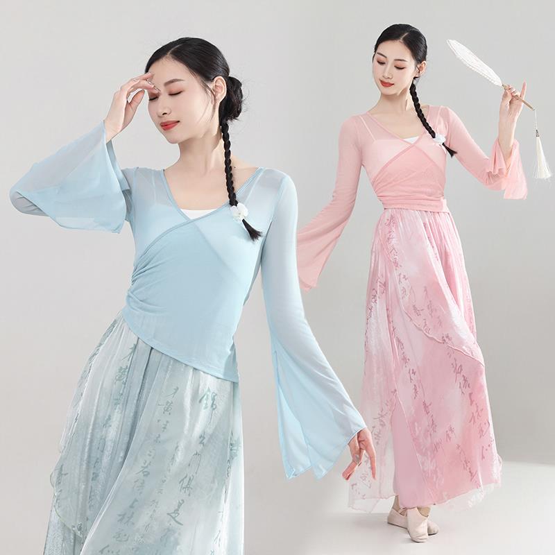 古典舞蹈服飘逸女身韵纱衣书法裙裤超仙古风艺考中国舞练功服套装