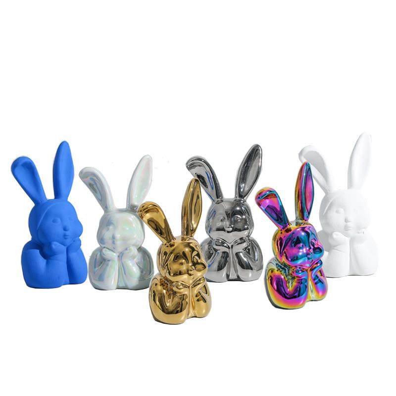 卡通陶瓷可爱兔子头动物雕塑摆件样板间儿童房客厅玄关酒柜装饰品,家居饰品,装饰摆件,淘宝优惠券,粉丝福利购,淘宝优惠卷