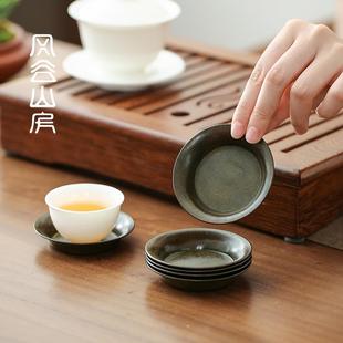手工复古黄铜茶杯托圆形茶垫茶杯垫隔热茶托家用功夫茶具茶道配件