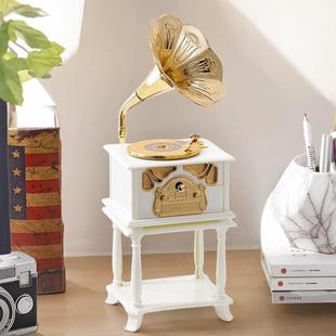 仿古古典喇叭留声机复古音乐盒 家饰摆件 创意礼物带座架怀旧送礼