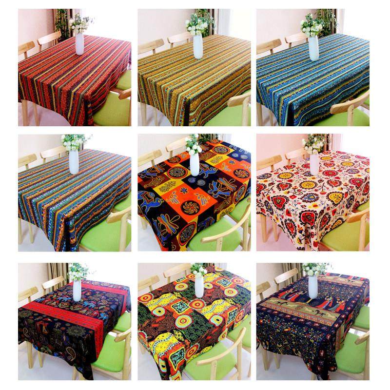 地中海酒吧咖啡厅餐厅覆古东南亚民族风桌布布艺棉麻茶几布盖布