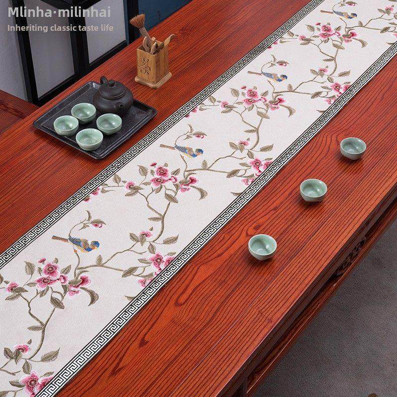 新中国风茶桌垫茶桌垫茶桌旗织物中国风长咖啡桌桌布禅宗茶桌套