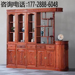 金花梨木隔断置物架客厅屏风间厅双面酒柜新中式实木玄关入户鞋柜