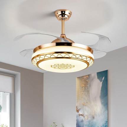 隐形风扇灯家用客厅吊扇灯大风力卧室餐厅灯一体带LED电风扇吊灯