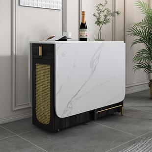 岩板折叠餐桌小户型家用经济型实木长方形吃饭桌子可收纳折叠桌椅