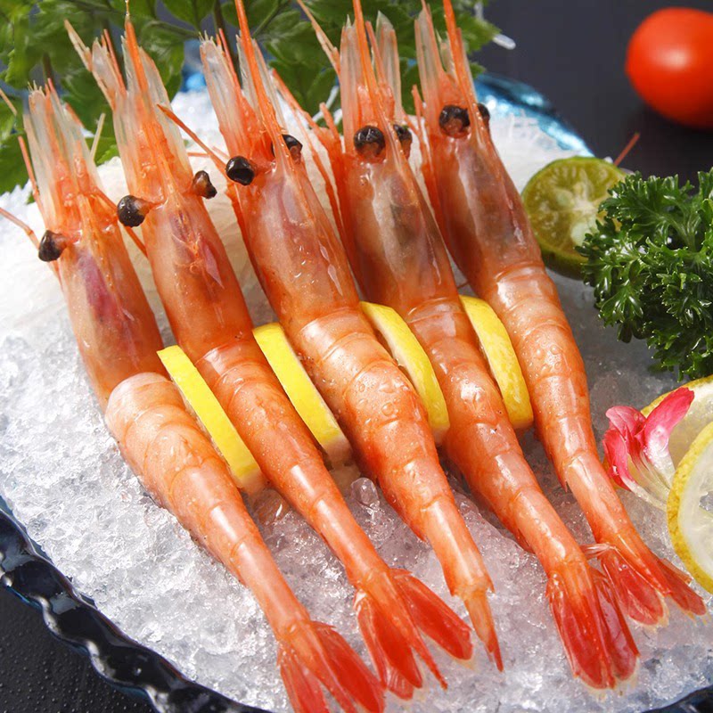 北极甜虾北极熊头籽北极虾冰虾海鲜水产带籽大虾鲜活速冻2斤刺身