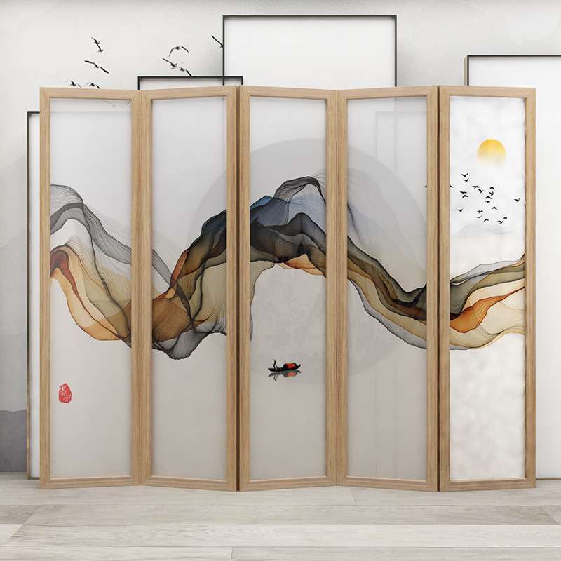 中式实木可折叠屏风客厅餐厅房间简易隔断墙挡风墙可移动实木屏风