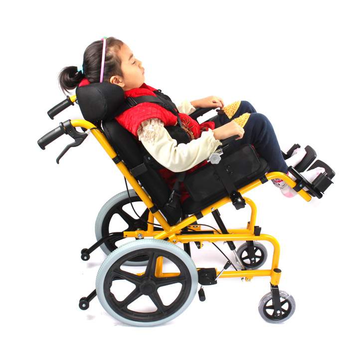 工厂 铝合金高靠背脑瘫儿童轮椅伤残儿童多功能舒适小轮椅车