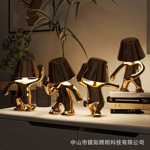舞者灯小金人充电小夜灯装饰摆件灯金色兄弟台灯dancer lamp