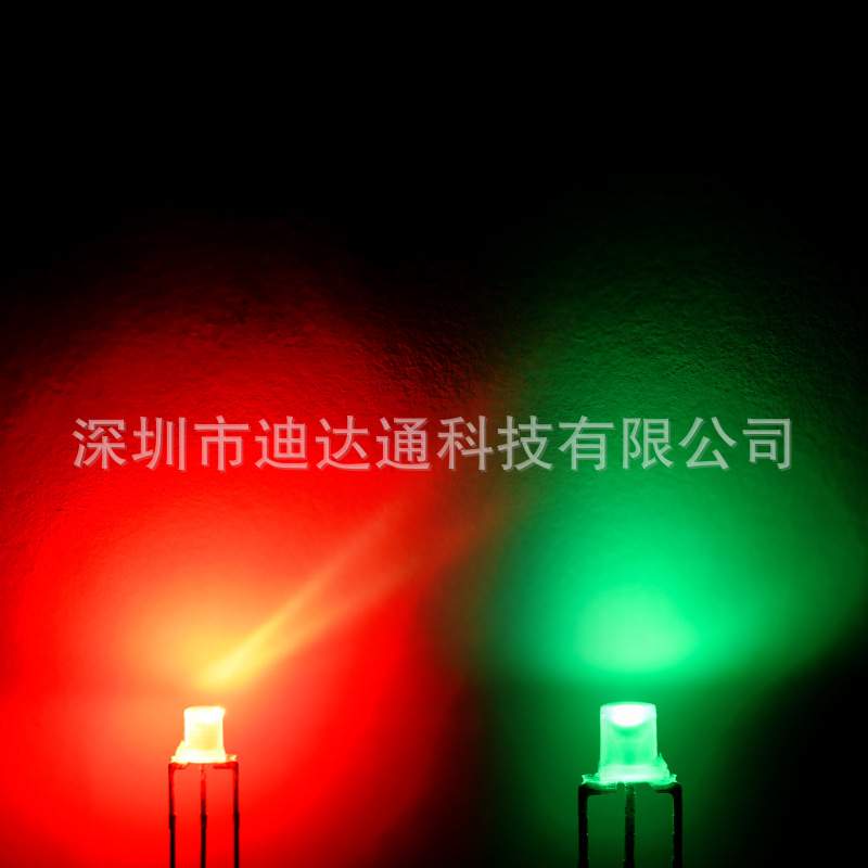 F3平头红翠绿双色雾状共阳 3mm平头三脚双色led灯珠 发光二极管