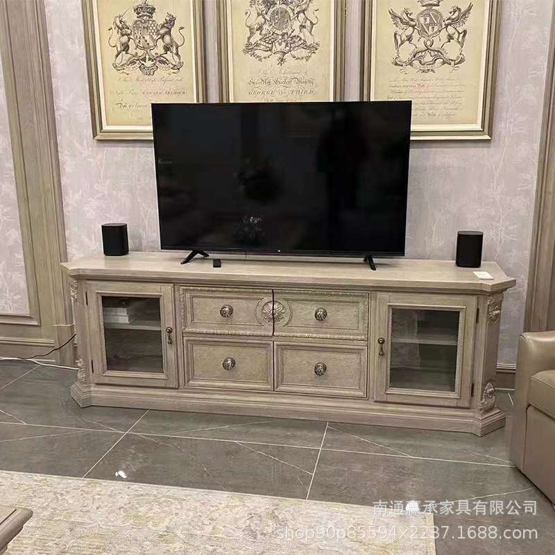美式乡村电视柜art建筑复兴实木家具复古展示柜法式组合视听柜