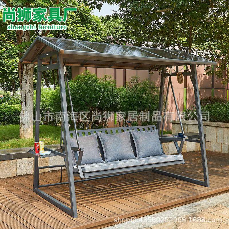 户外秋千吊椅庭院吊椅露台摇椅院子防雨三人可躺吊床室外露天吊篮