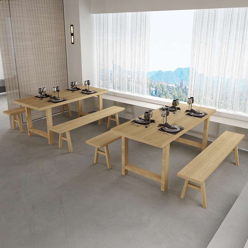 现代简约实木餐桌椅 餐厅快餐店多人位餐桌 小户型长方形吃饭桌子