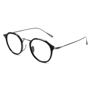 Lunar 超轻纯钛圆框复古近视眼镜女可配度数防蓝光镜