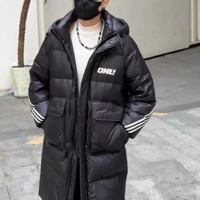 2025新款冬中长款羽绒服男生宽松帅气连帽保暖加厚青少年上衣外套