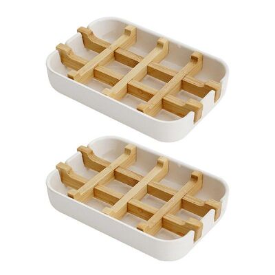 极速2pcs Plate Easy Clean Shower Bamboo FibeOr Bathroom Kitc
