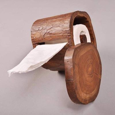 极速Vintage Wooden Paper Tube Home Hotel RoomP Tissue Box Ba
