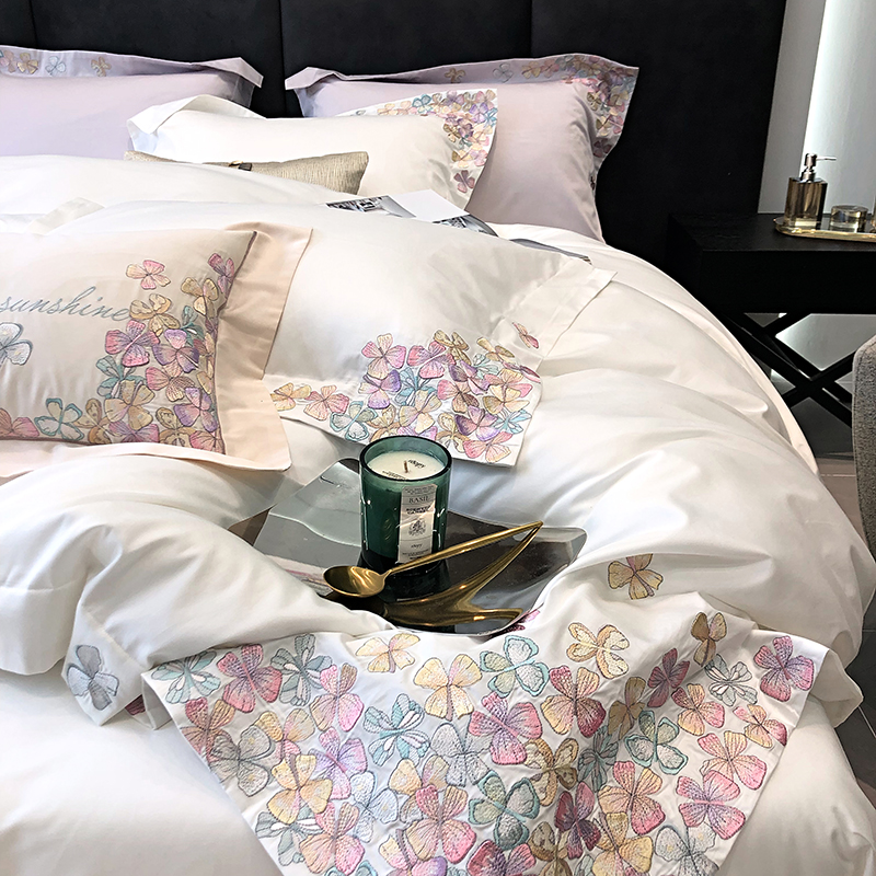 极速高密度200i支全棉四件套100被套长绒棉床单轻奢公主风床上用