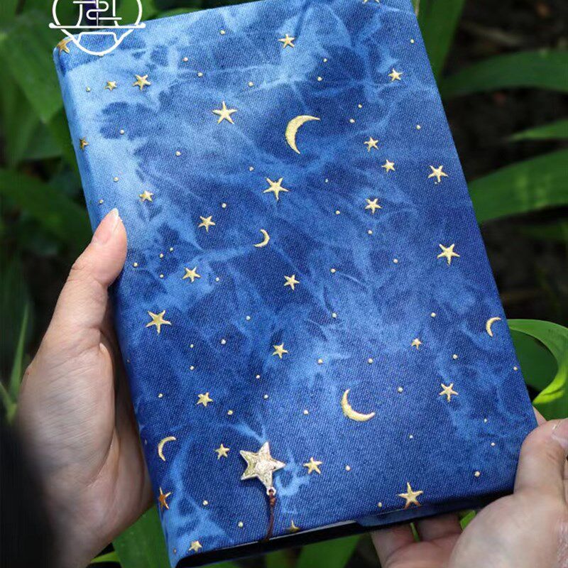 极速真我 仲夏夜空 星月手工布书y衣 星空手账本 A5A6日记本