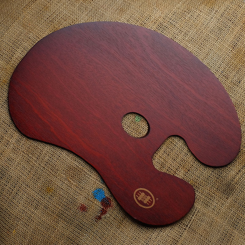 新品双丰调色板木质调色盘丙烯油画调色板美术生专用水Y彩调色盘