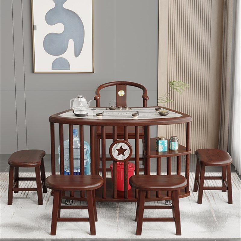 极速家用实木f扇形移动小茶台阳台岩板茶桌椅组合一体烧水壶泡茶,商业/办公家具,办公茶水柜,淘宝优惠券,粉丝福利购,淘宝优惠卷
