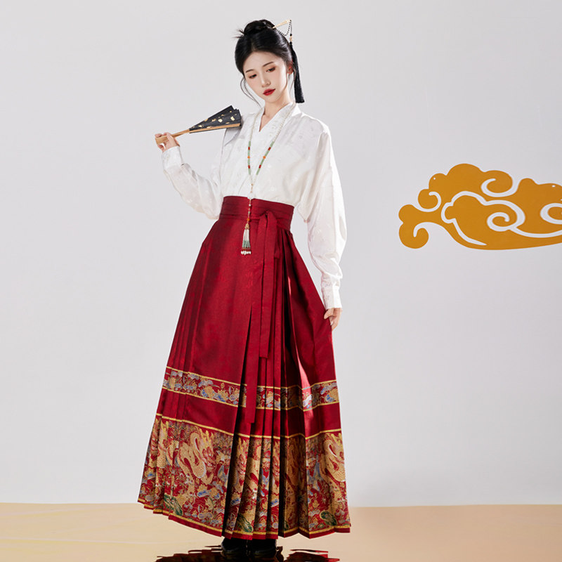 新款原创仿妆花织金马面裙【鹭鹭莲升】日常女新中式国风明制汉服