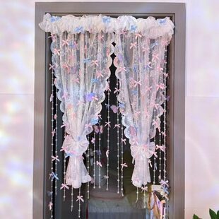 饰 手工diy纱帘少女心房间梦幻门帘氛围感珠链卧室门布置蝴蝶结装