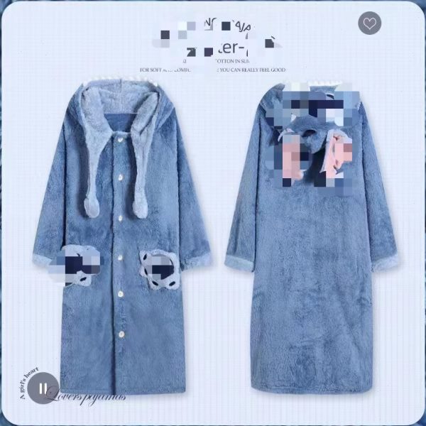 冬狗睡袍可爱款加厚珊瑚绒女长款家居服睡裙浴袍帕恰加绒新睡衣秋