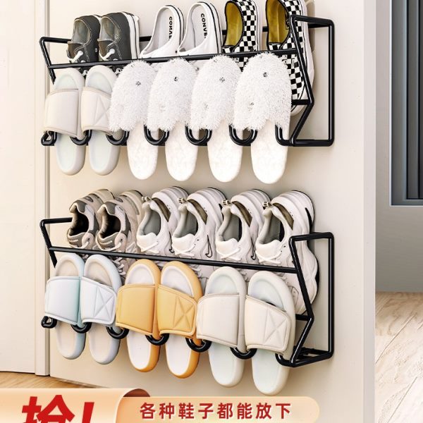 室内拖鞋鞋架简易收纳神器免打孔后鞋架子家用门壁挂式浴室架门口