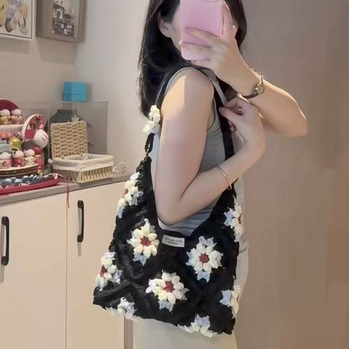 手工diy单肩雏菊编织毛线