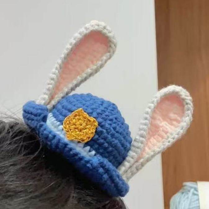 疯狂动物毛线朱迪帽发夹钩织朱迪警官兔子帽发夹编织diy材料手工,服饰配件/皮带/帽子/围巾,DIY编织材料包,淘宝优惠券,粉丝福利购,淘宝优惠卷