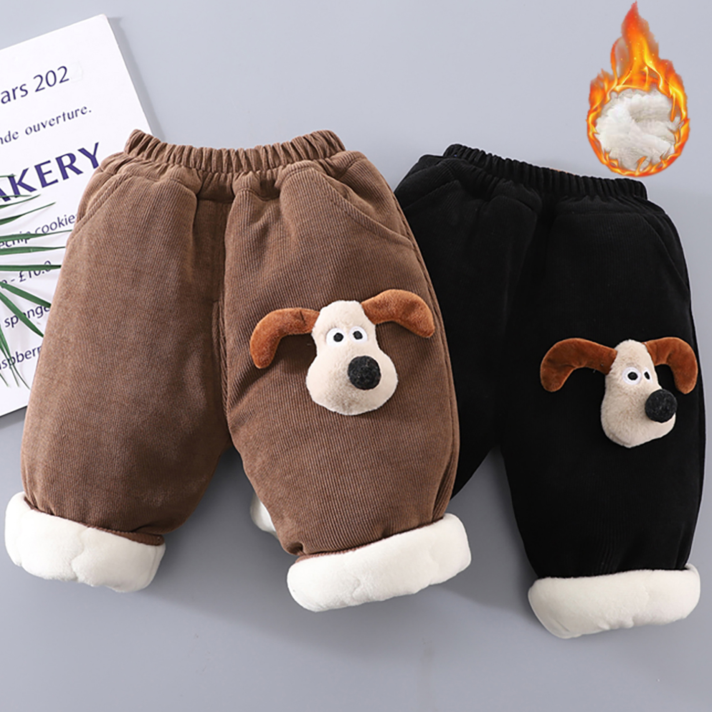 男童裤子2025新款冬季加绒加厚