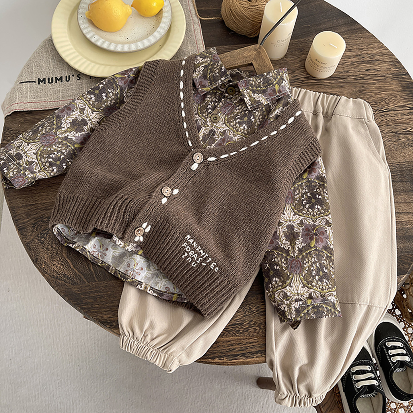 男童套装2025新款春秋季婴儿针织开衫马甲毛衣衬衫三件套宝宝衣服