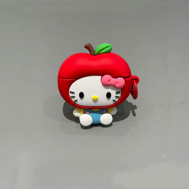 适用可爱红苹果kt猫airpodspro3代耳机壳4代耳机保护壳小众3代华强北5代无线蓝牙耳机套硅胶软壳2代保护套1代