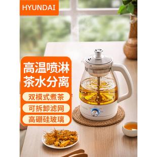韩国hyundai煮茶器养生壶家用玻璃壶蒸汽煮茶壶小型办公室电水壶