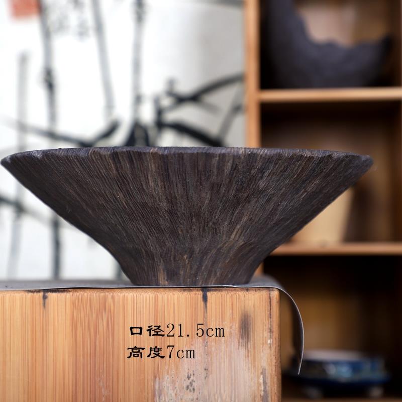 包邮爆款紫砂21cm斗笠木纹清欢大花盆多肉植物透气苔藓球插花花器