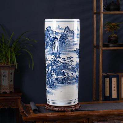 景德镇陶瓷青花落地大号花瓶箭筒客厅电视柜中式装饰字画收纳摆件