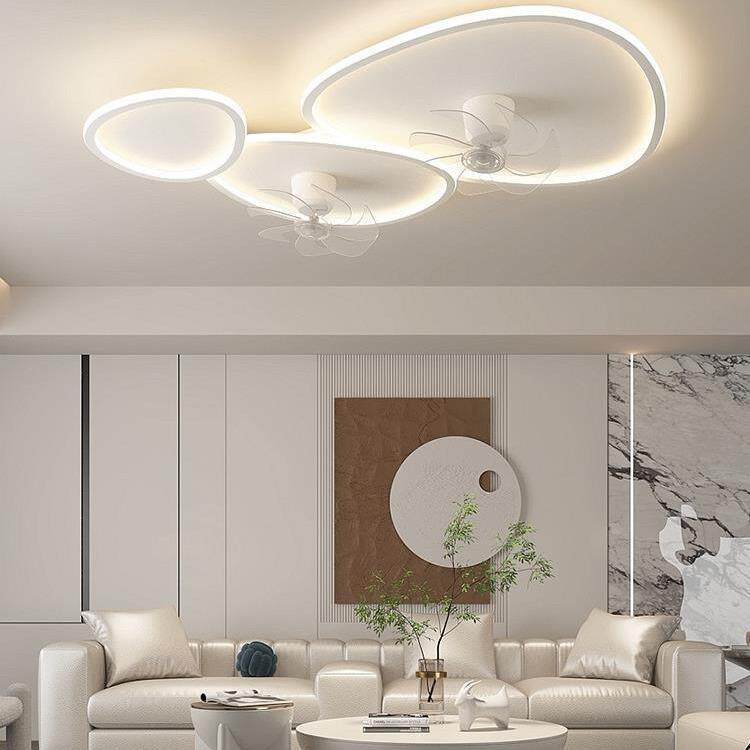 客厅灯吸顶风扇灯全光谱现代简约摇头主卧室电扇灯极简一体吊扇灯