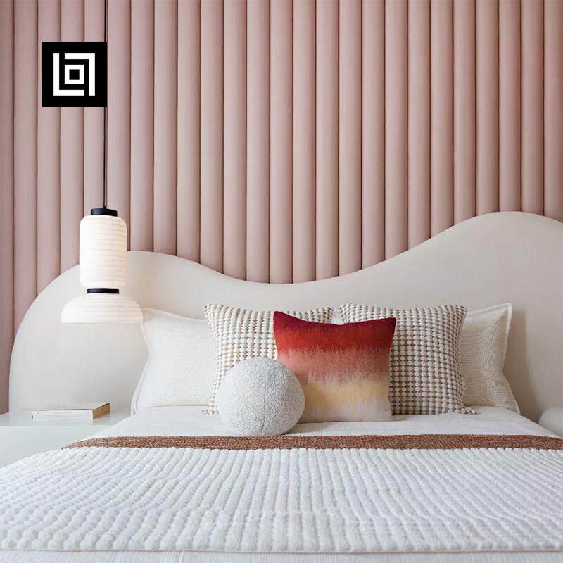 女孩房样板间粉色红色软装床品公主风北欧ins搭毯抱枕定制靠垫套