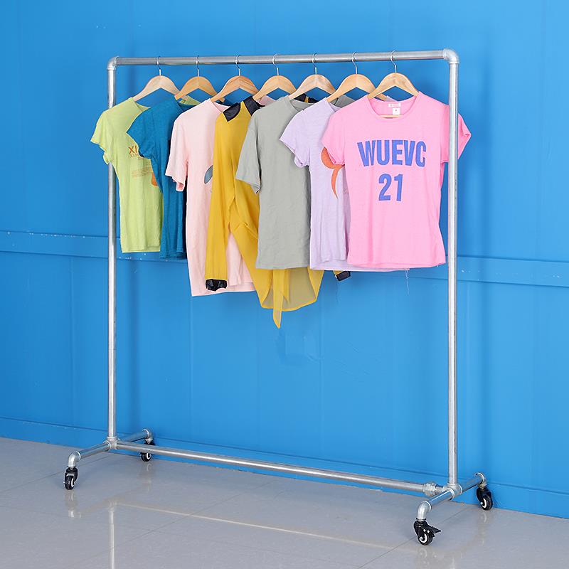 服装店展示架水管龙门架落地衣帽架单杠带轮铁艺晾衣架组合架包邮