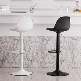 北欧风格 吧台椅现代简约酒吧椅升降旋转塑料椅子商用高脚凳