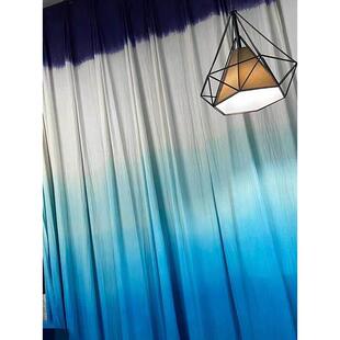 扎染织物门帘蓝染窗帘婚礼背景挂布梯度山布定制染色荨麻布