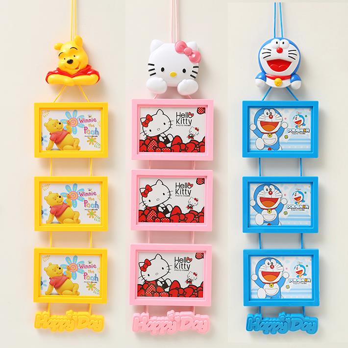 创意卡通可爱7寸相框挂墙组合连身挂三联相架宝宝儿童房照片框