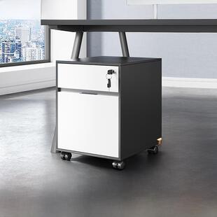 办公桌下抽屉柜办公室小储物柜低柜木墙柜带锁可移动文件柜