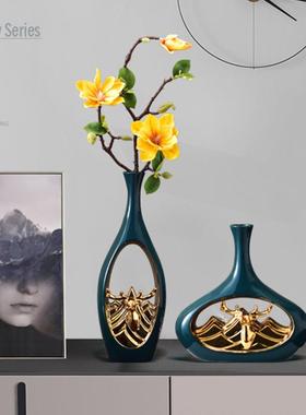创意陶瓷新中式花瓶摆件客厅插花干 干燥花装饰花器轻奢餐桌茶几