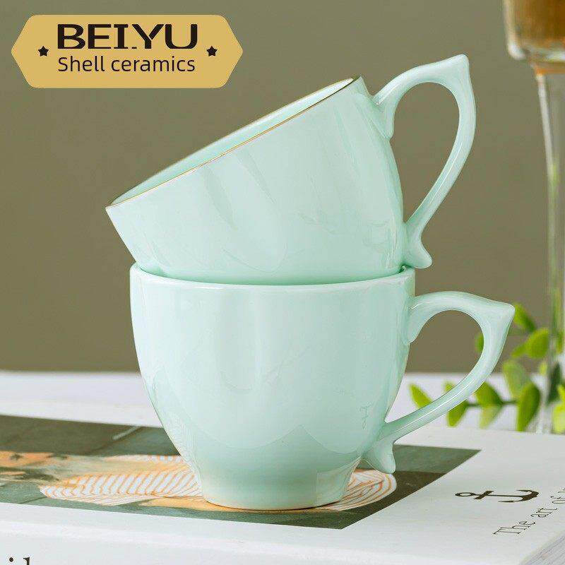 贝玉青瓷茶杯主人杯带把手杯子景德镇陶瓷杯茶壶喝茶杯子花茶壶