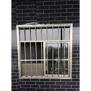 农村自建房家用香槟色不锈钢防盗连体窗铝合金推拉窗送金钢网纱窗